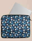 Dark Blue Summer Leafs Laptop Sleeve