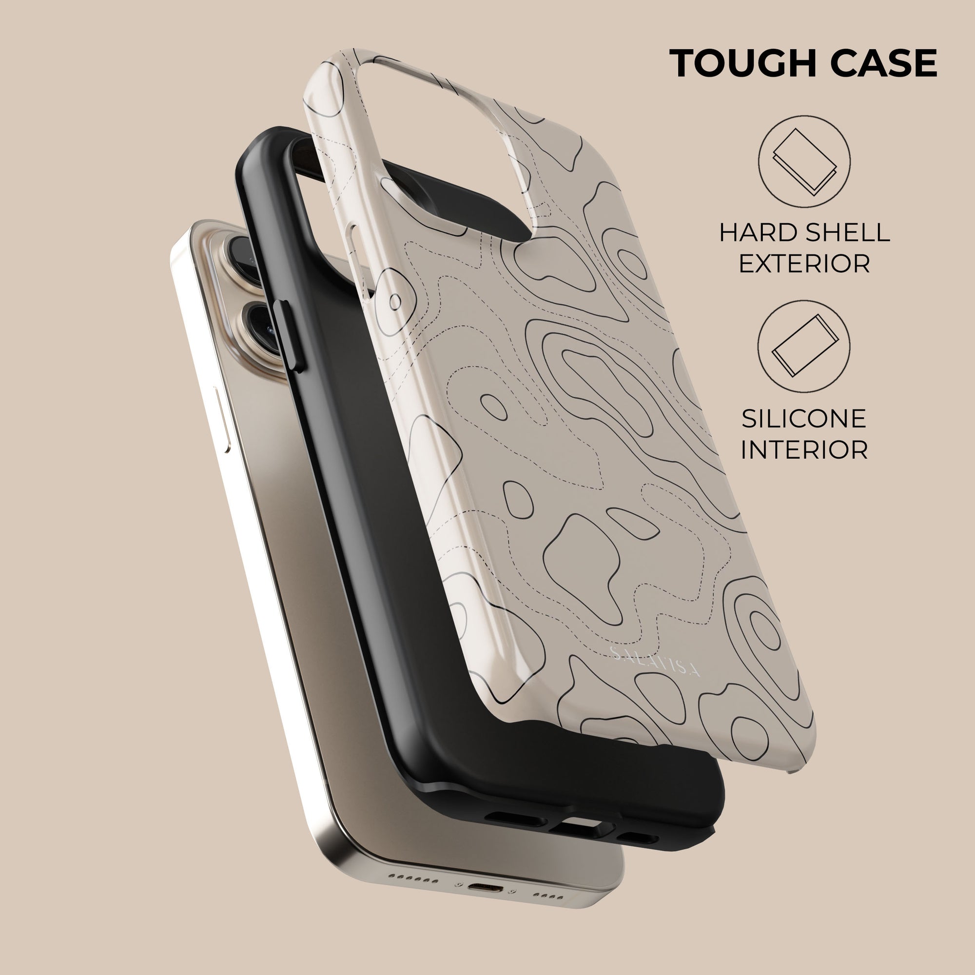 Beige Topographic Phone Case