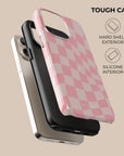 Coque de portable à carreaux rose Wave