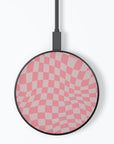 Pink Wave Checkered Wireless Charger