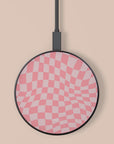 Pink Wave Checkered Wireless Charger