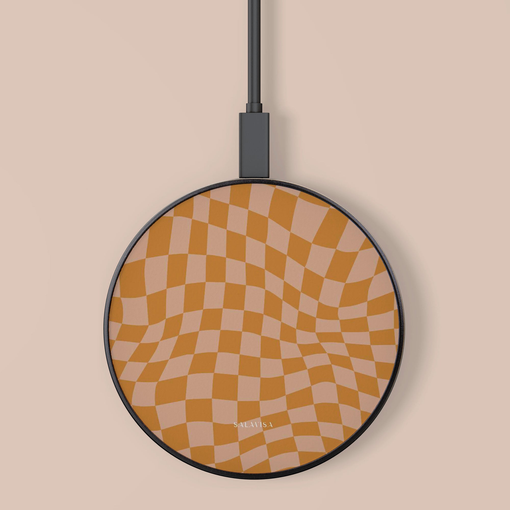 Orange Wave Checkered Wireless Charger