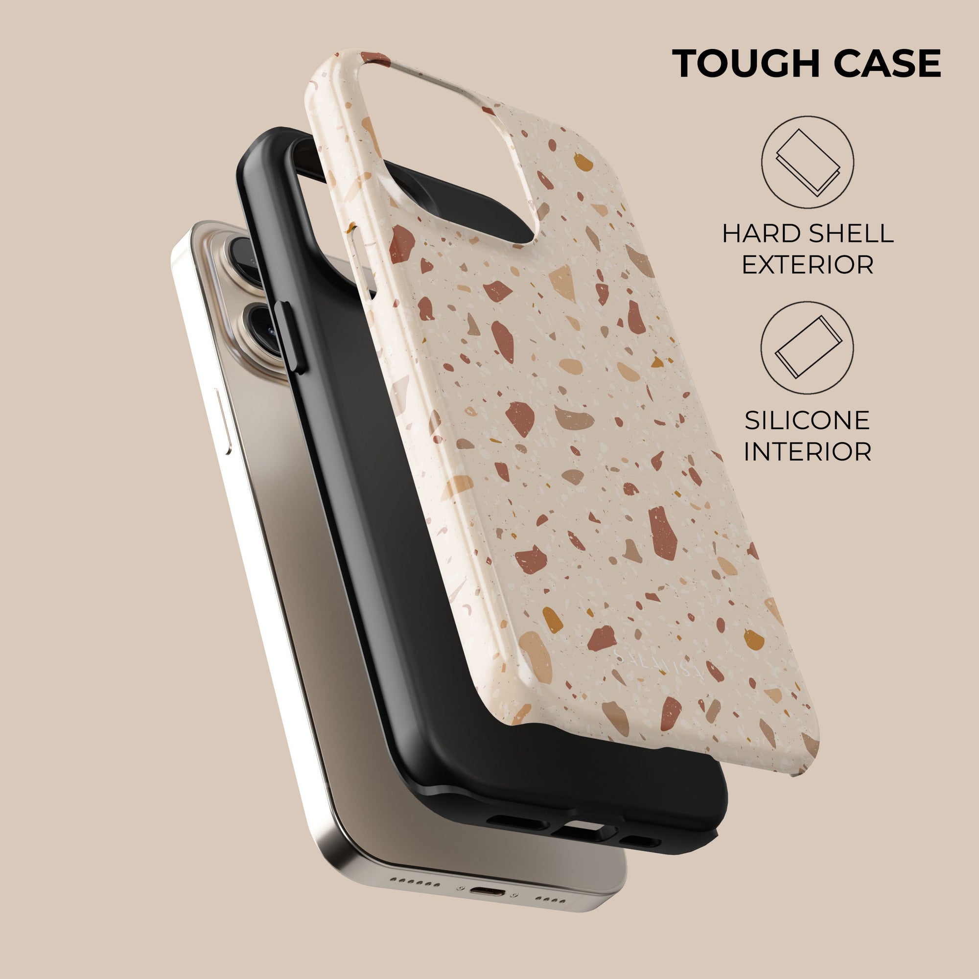 Coque de téléphone en terrazzo crème