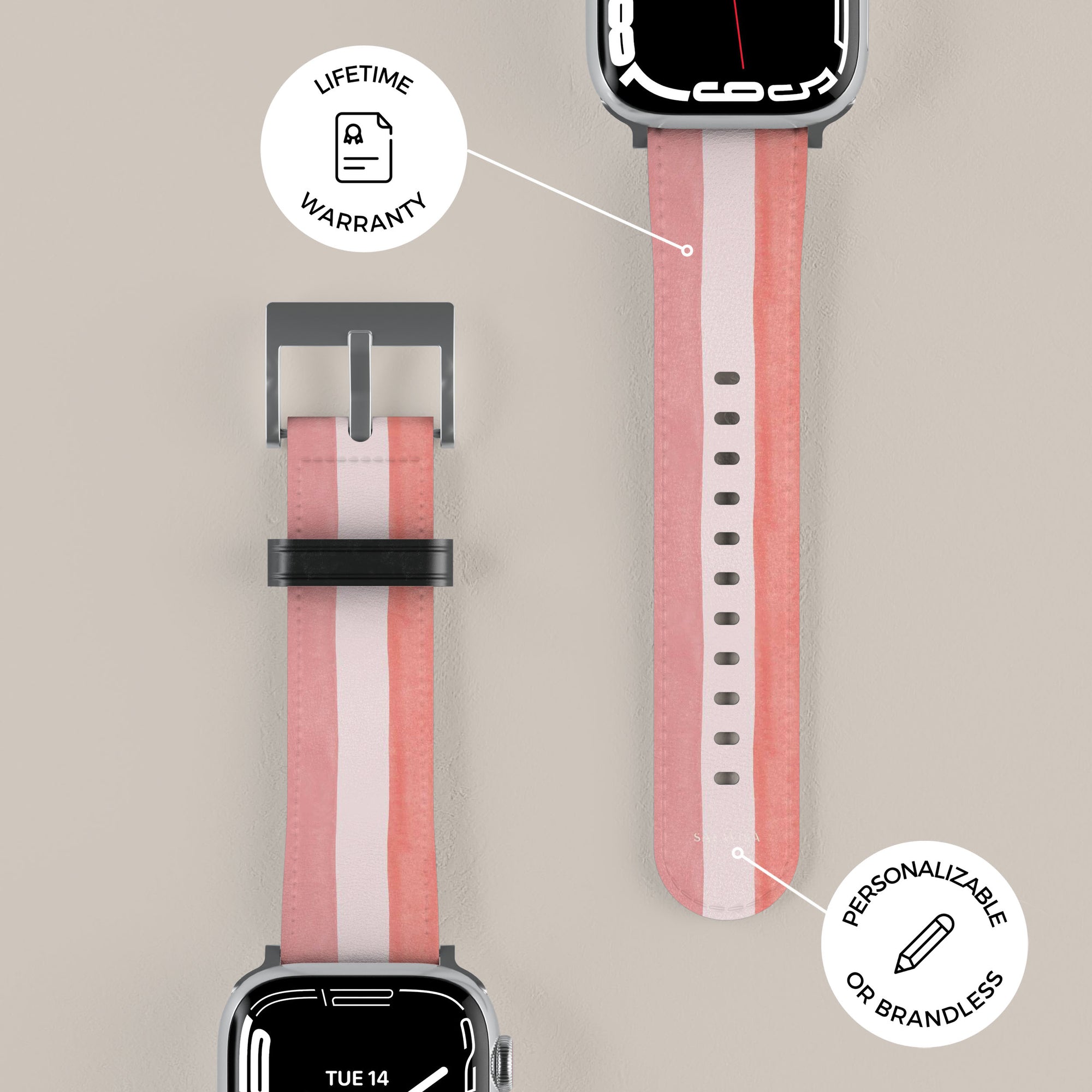 Coral Stripe Apple Watch Band